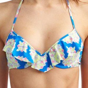 Aerie Bridget Ruffle Front Halter Bikini Top/ 34A.